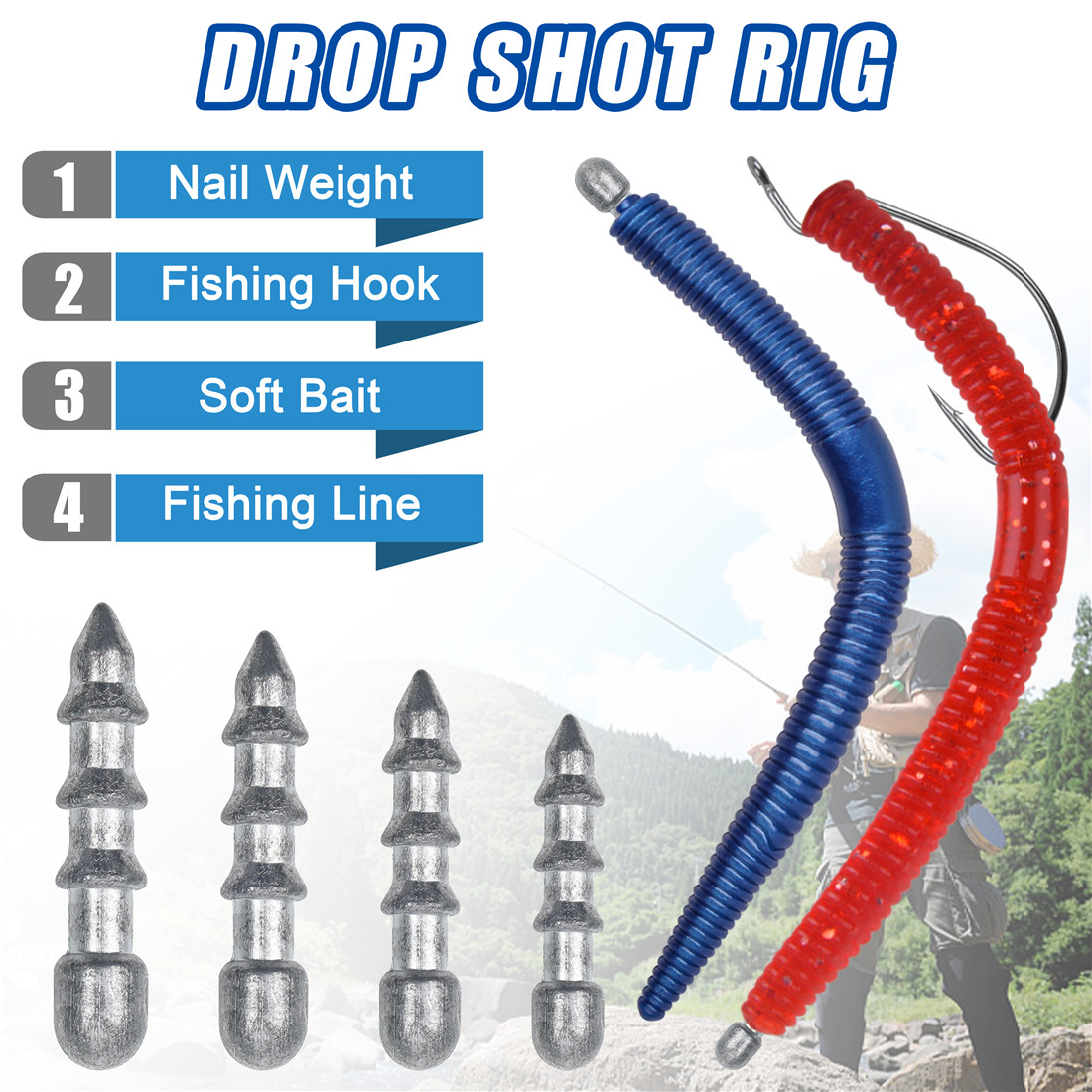 60PCS Nail weights Worm Fishin - Fishing Lure Accessories avis et prix