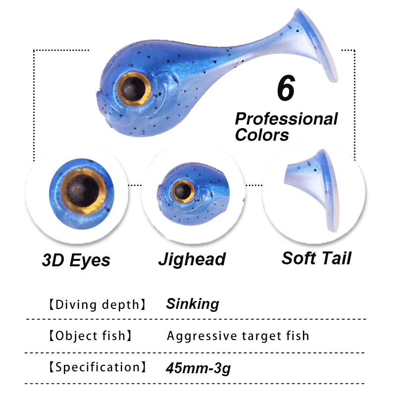 YUCONG 6PCS Jighead Soft Baits - Fishing Lure Swimbait avis et prix